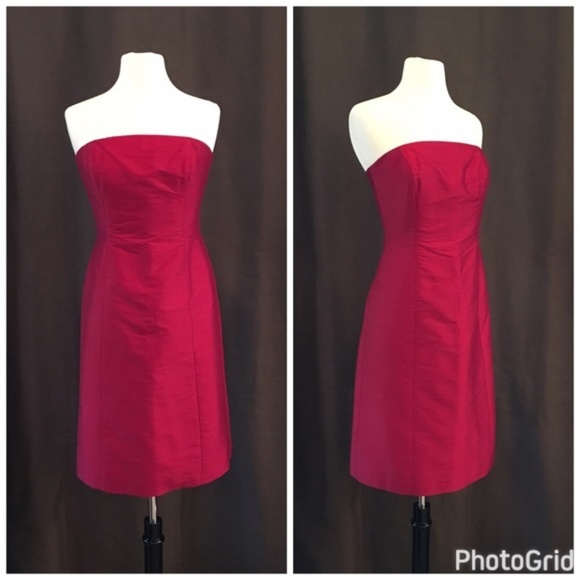 Ann Taylor Strapless Silk Red Cocktail Dress - Picture 1 of 6